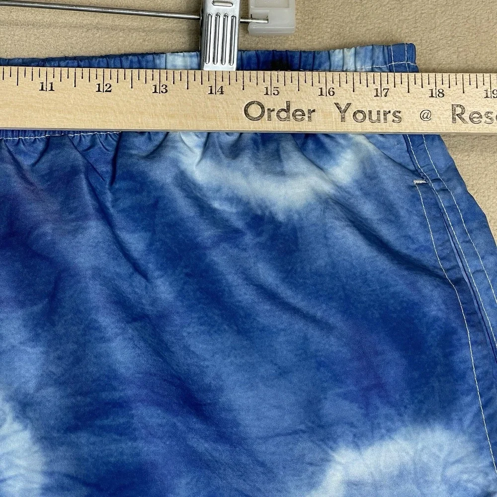 Bather Shorts Mens XL Blue Ne-Maki‎ Shibori Swim Trunk Lined Elastic Waist